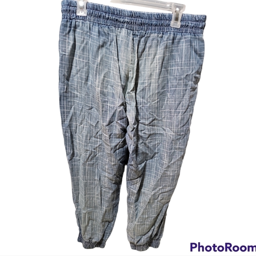 Cloth & Stone Tencel Chambray Jogger Pants Large Patterned Elastic Waist - Picture 2 of 6
